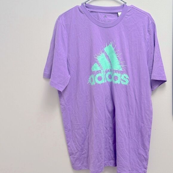 adidas Men's Short Sleeve Logo Graphic T Shirt Purple Size L - Picture 5 of 6